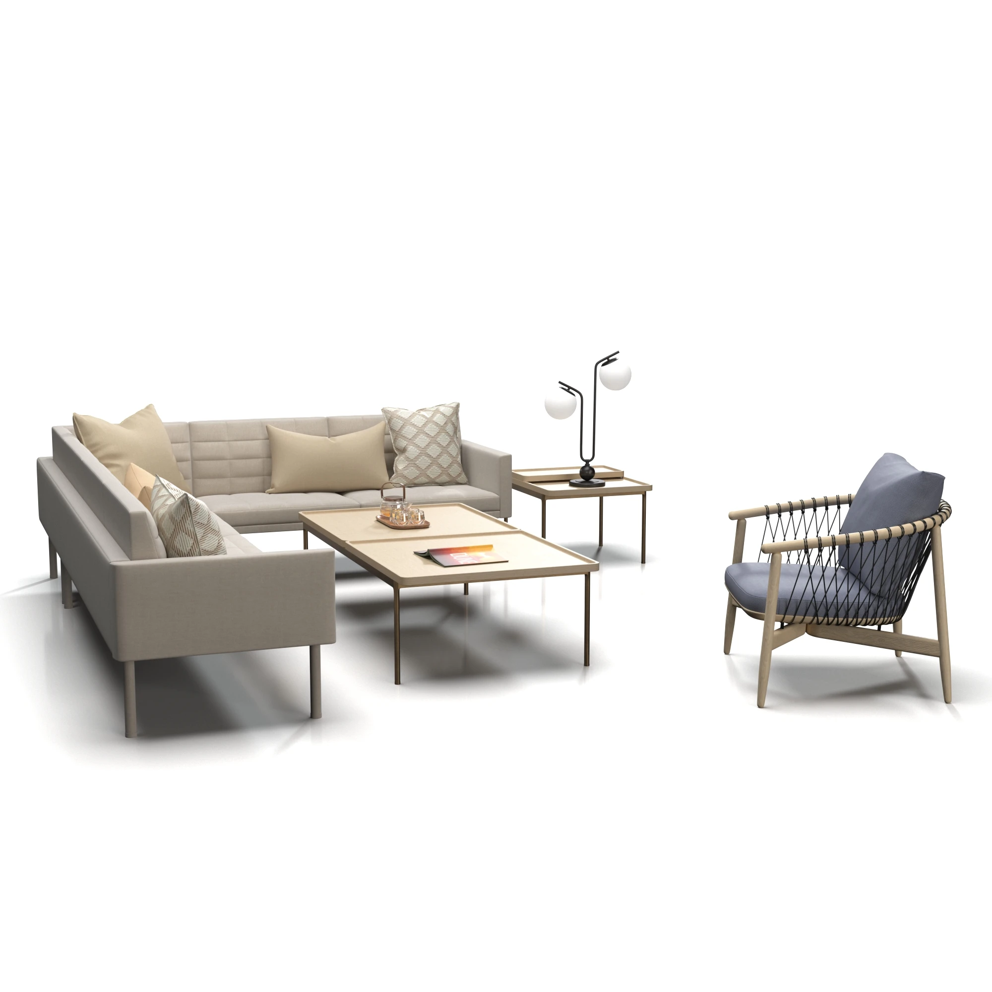 Tuxedo Sofa Set 3D Model_01